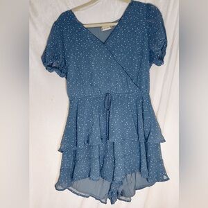 Altar'd State Dusty Blue Speckled Romper
